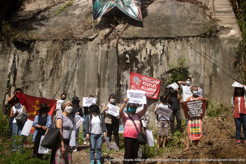Protest van Cordillera Peoples Alliance tegen het presidentschap van Rodrigo Duterte, november 2021