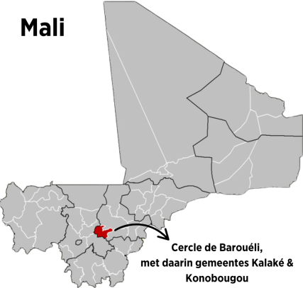 Kaartje van cercle Barouéli in Mali
