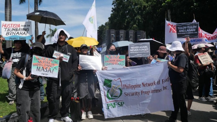 Foto van PNFSP tijdens het protest op 21 september. Copyright PNFSP